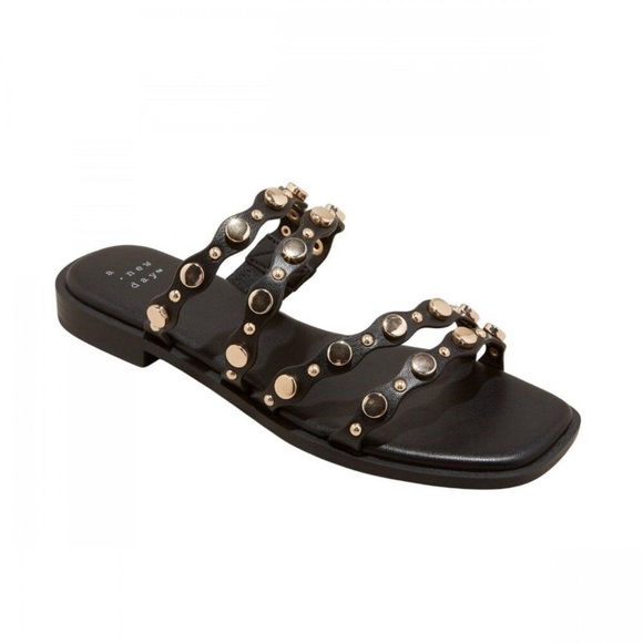 Womens Sharon Stud Slide Sandals Black 6.5M - Picture 1 of 5